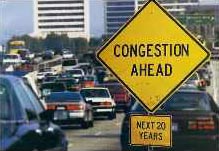 congestion ahead road sign